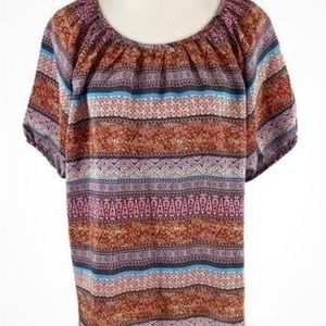 Sundance Short Sleeve Paisley 100% Silk BlouseWomen's Size Large